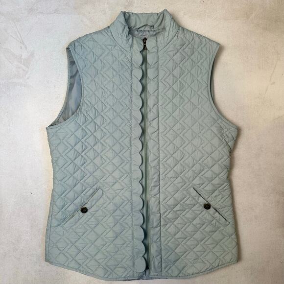 Light Blue Quilted Scallop Vest for Women - Puffer Style with Pockets size M - Picture 2 of 9